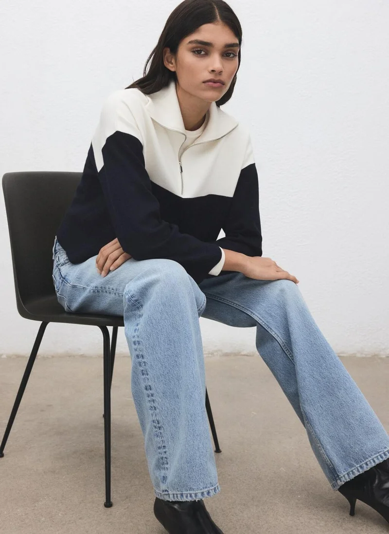 Mango  Bicolour high collar sweater for Women | Best Price UAE